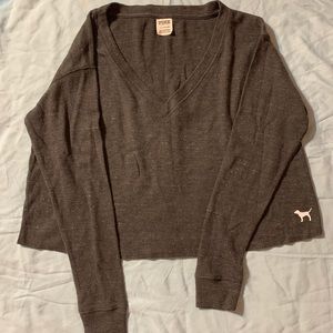 Pink by Victoria secret gray long sleeve oversized sweatshirt size S